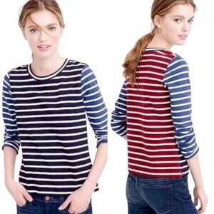 {J. Crew} Mixed Striped Long Sleeve Top - Size XL